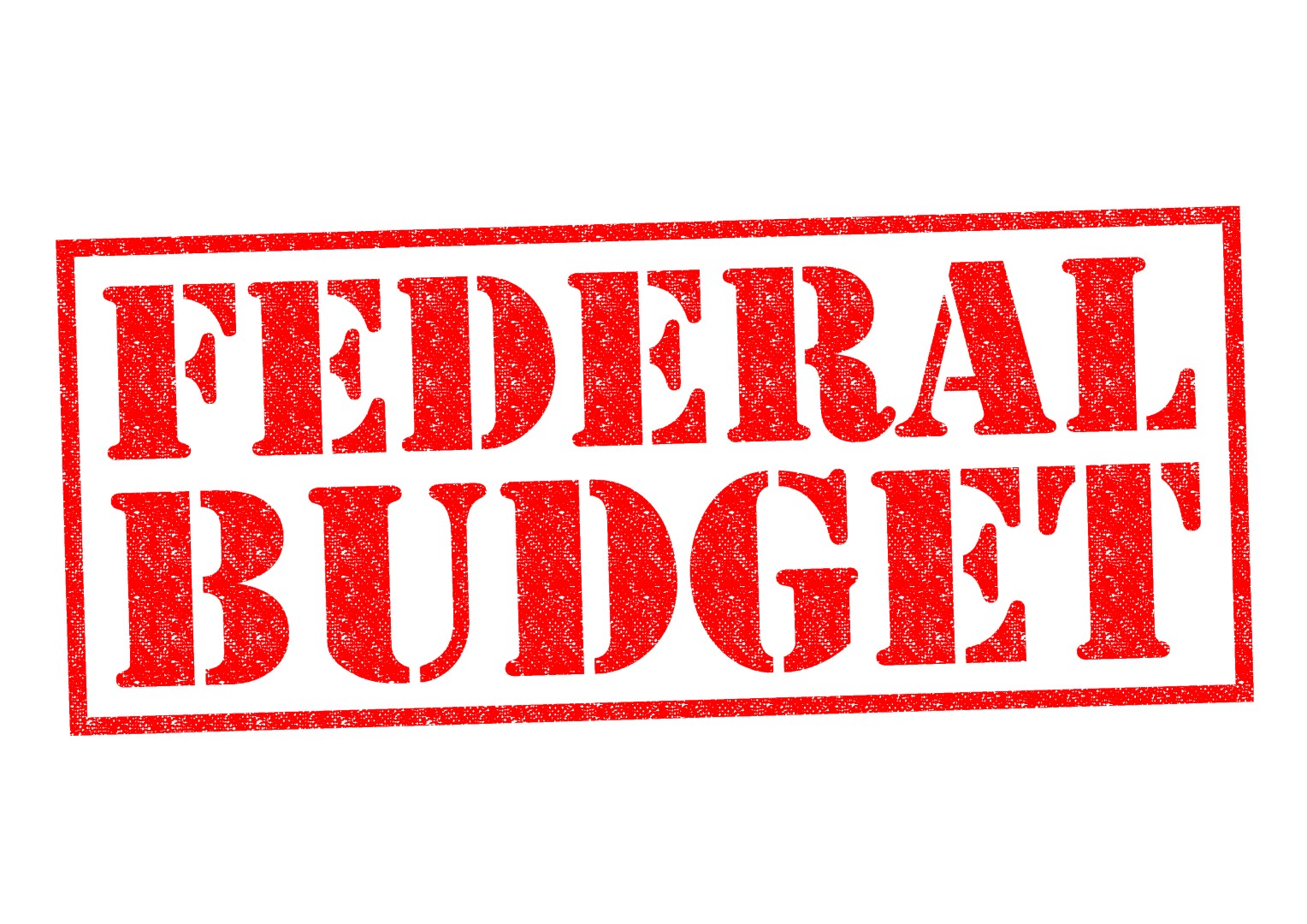 FEDERAL BUDGET red Rubber Stamp over a white background.